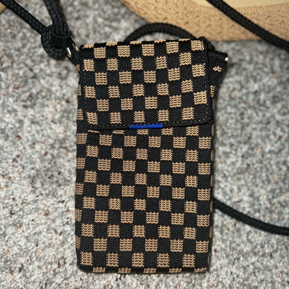 Rothy's Black and Tan Checkered Mini Bag